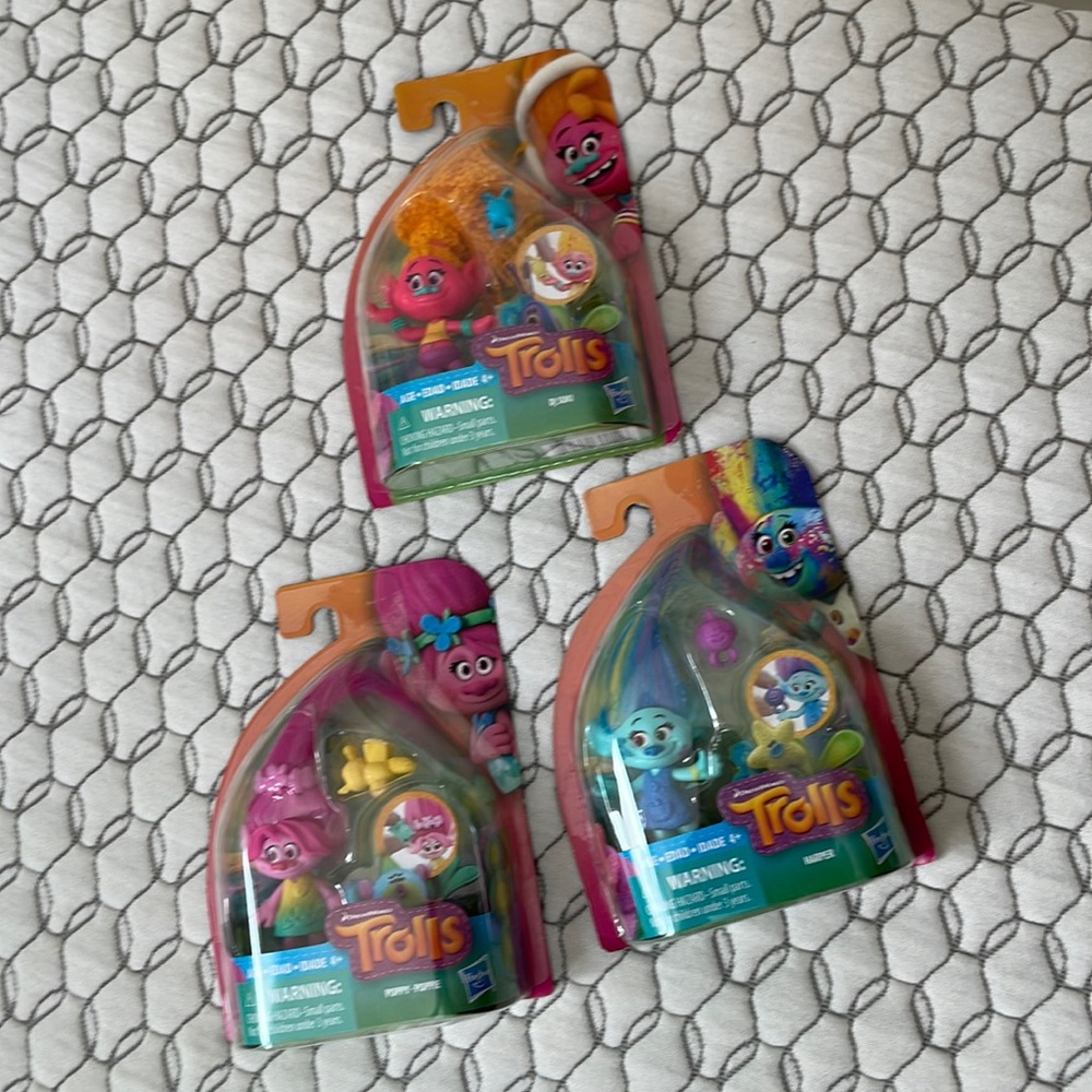Set of 3 Dreamworks Trolls Action Figures